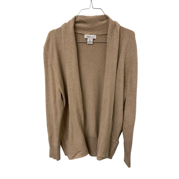 Rachel Zoe Sweaters - Rachel Zoe Cardigan LARGE Tan Open Front Fleece Knit Sherpa Cozy Minimalist Boho